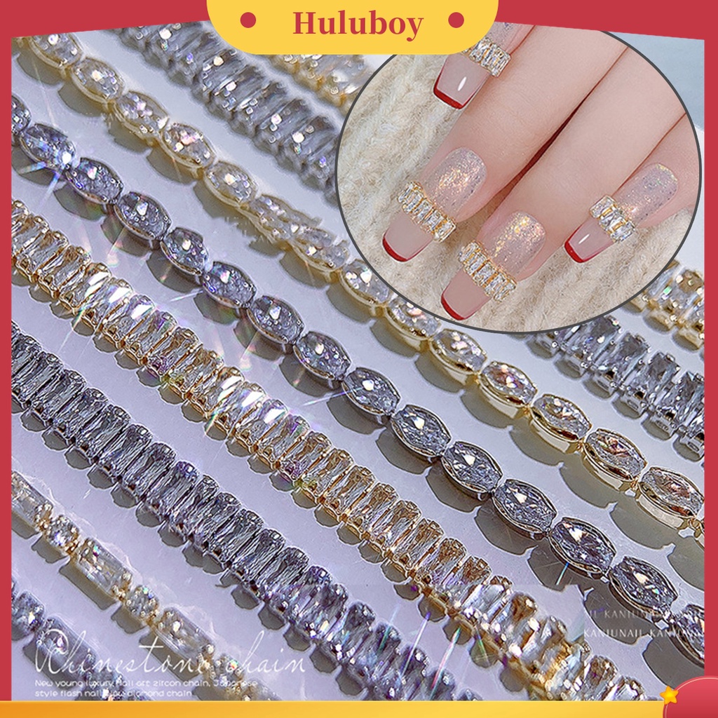 Huluboy Huluboy♡ Perhiasan Rantai Zircon 3D Tahan Pudar Untuk Dekorasi Nail Art