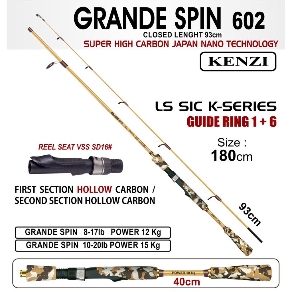 JORAN KENZI GRANDE SPIN 602 8-17LB/12KG DAN 10-20LB/15KG 180CM ROD STICK LS SIC KSERIES