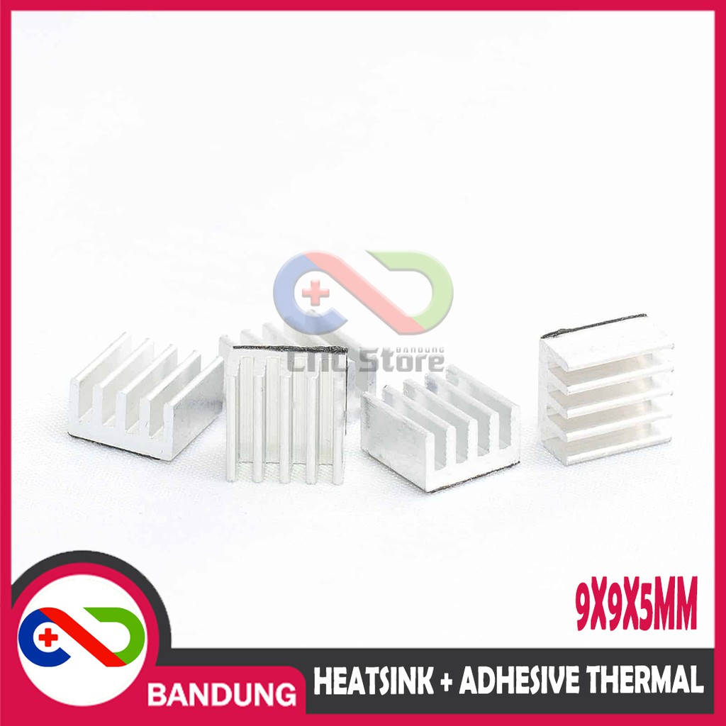 HEATSINK 9X9X5MM ALUMINIUM PLUS ADHESIVE THERMAL PAD PENDINGIN A4988 HEATSINK IC