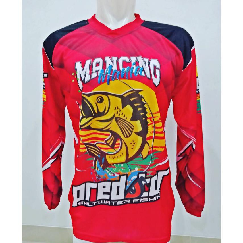 baju jersey mancing mania predator merah -gallspt