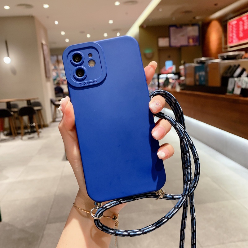 Soft Case Pelindung Kamera Bahan Silikon Dengan Lanyard Untuk iPhone 13 12 11 Pro Max XS XR X 8 7 Plus