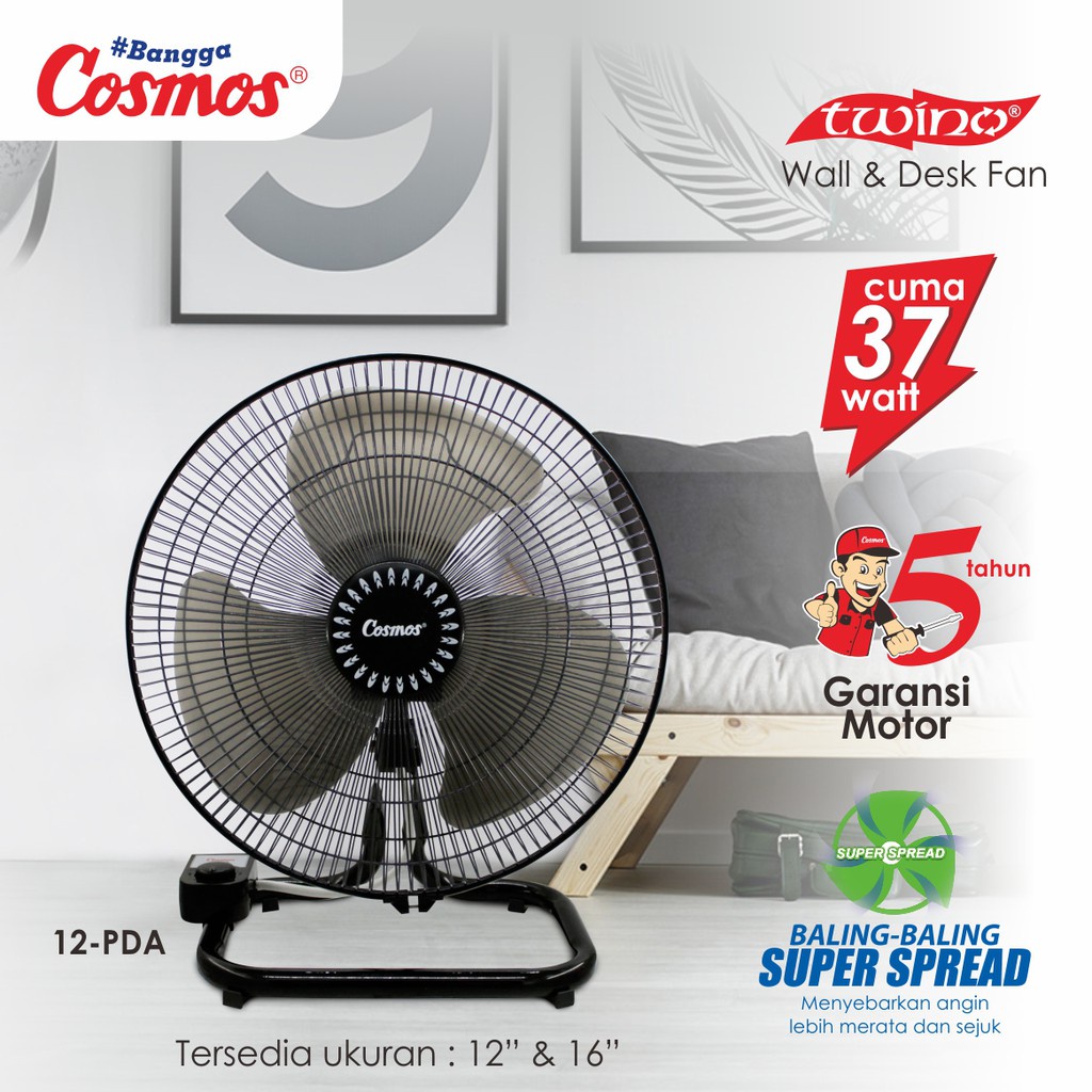 Kipas Angin Meja Dinding Desk Wall Fan Cosmos 2in1 12PDA Twino