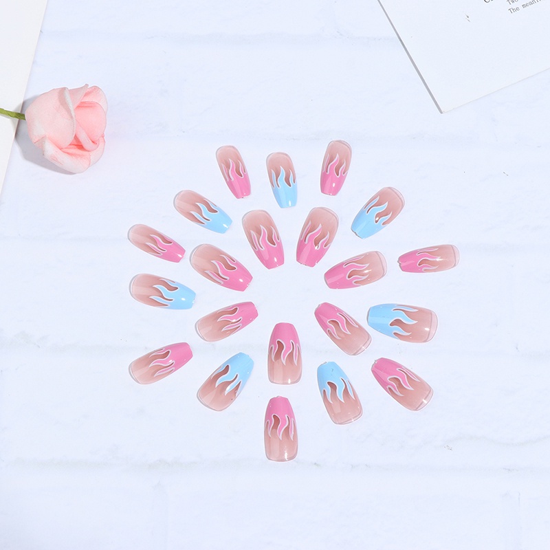 # Kaos T-Shirt Wanita Lengan Pendek Motif Print #Kuku Palsu Full Cover Motif Api Untuk Nail Art