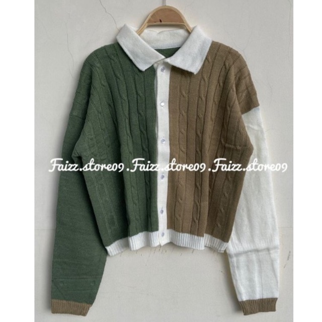 RIDA SWEATER CARDIGAN RAJUT MOTIF CABLE COMBINASI/CARDIGAN RAJUT MOTIF CABLE PREMIUM STORE09