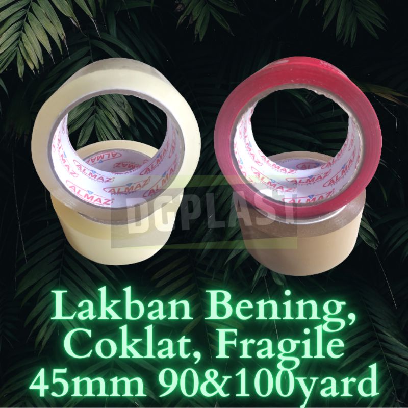 

Lakban Isolasi Tape Selotip Bening Coklat Fragile 2inch 45mm 90yard 100yard / Tebal / Kuat / Murah