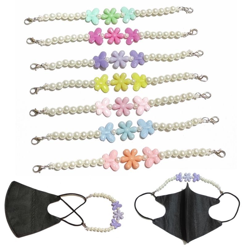 Konektor Masker Hijab Mask Connector Strap Extender Mariposa Flower Butterfly Bunga Kupu Kupu Pearl