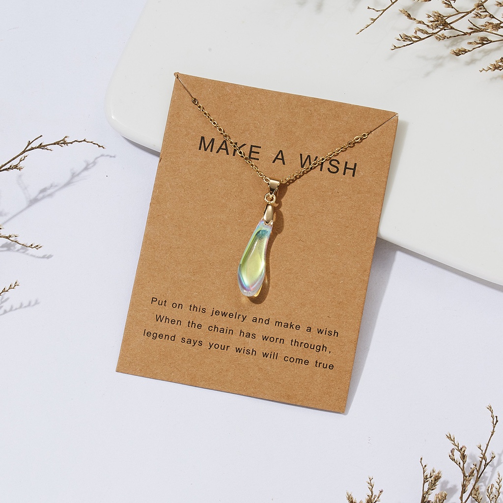 Hu Hu Hu Hu Hu Alat Bantu Pasang Kacamata♡ Kalung Batu Buatan Warna-Warni Bentuk Tetesan Air Adjustable Untuk Wanita