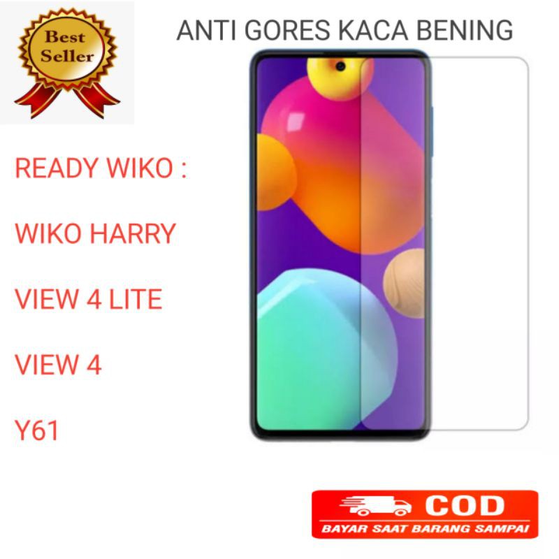 Tempered Glass Wiko Harry View 4 Lite Y61 Anti Gores Kaca Bening Screen Protector Pelindung Layar