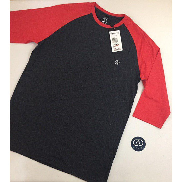 Kaos Raglan Volcom Original Kaos Lengan Panjang Solid
