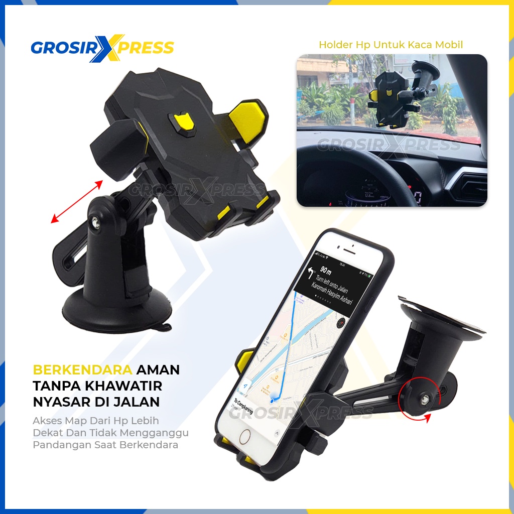 Car Phone stand holder hp jepit pegangan penahan penyangga handphone tempel di kaca mobil NB07