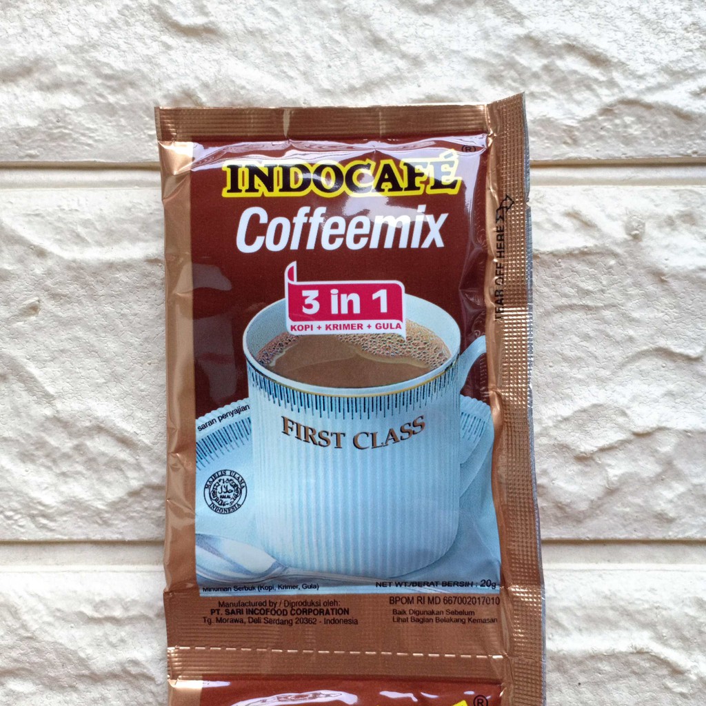 Indocafe Coffeemix 20gr First Class Coffee Mix 3in1 Kopi Krimer Gula Sachet Minuman Serbuka Bubuk 20