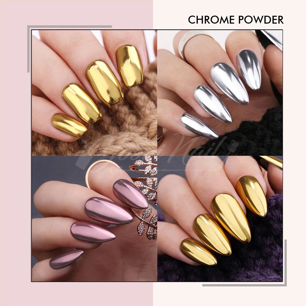 Chrome powder mirror powder nail art holographic nails powder bubuk mirror effect chrome efect