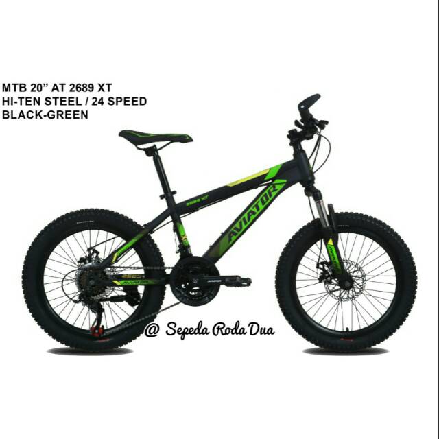 Sepeda Gunung MTB 20" Aviator AT 2689 XT steel 24 speed
