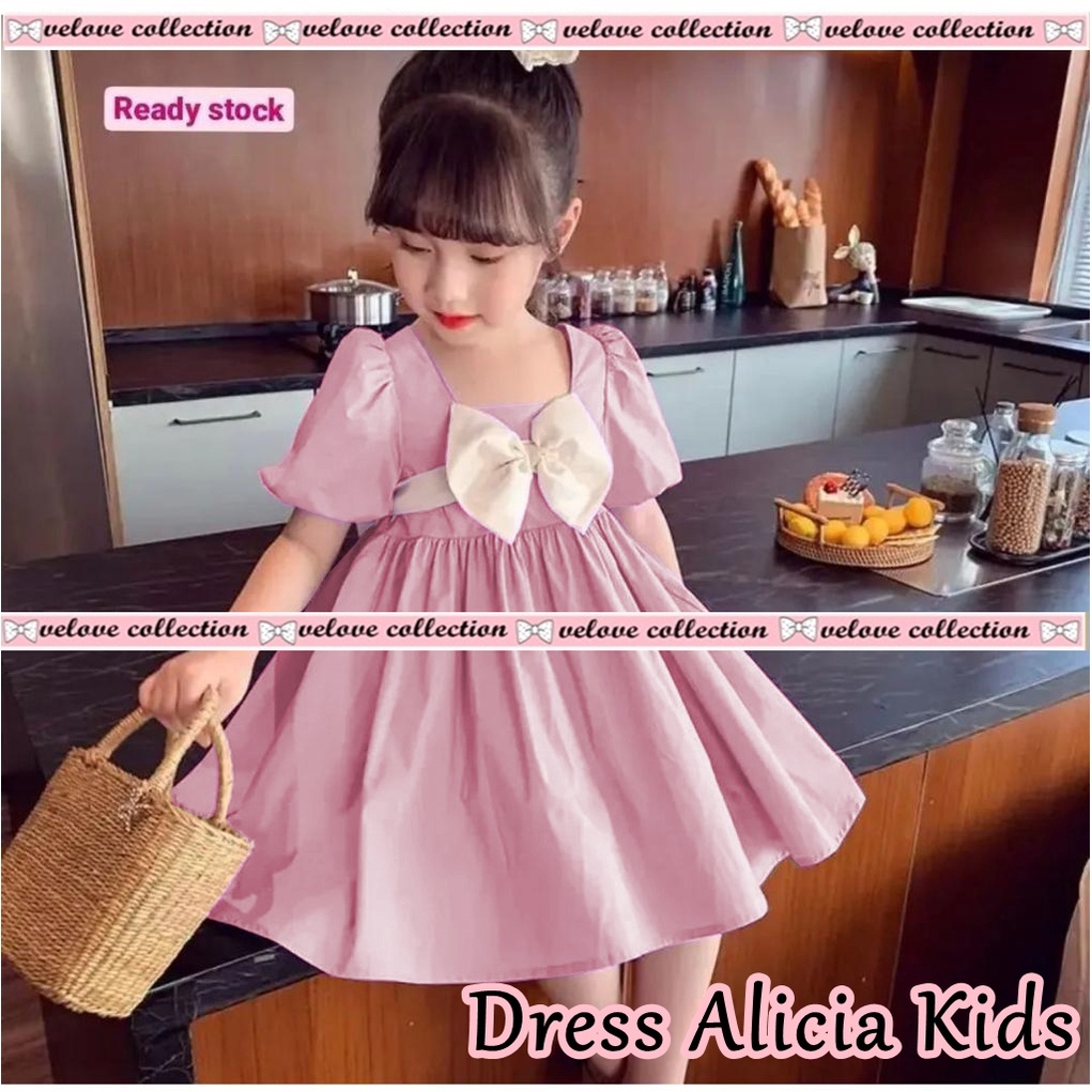 DRESS BIG RIBBON KID GAUN BABYDOLL ANAK Dress ALICIA Aline Kids Fashion Anak Perempuan Terbaru KOREAN STYLE