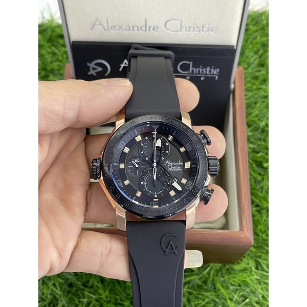 alexandre christie 6565mc rosegold ring hitam pria