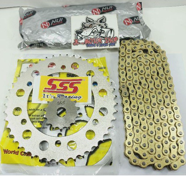 Gear set Gir Set SSS 428 415 Yamaha R15 VVA - R15 V3 -  XSR 155 Vixion R 155 MT15 MT 15 R15 V1 V2 XABRE VIXION NEW Rantai Gold