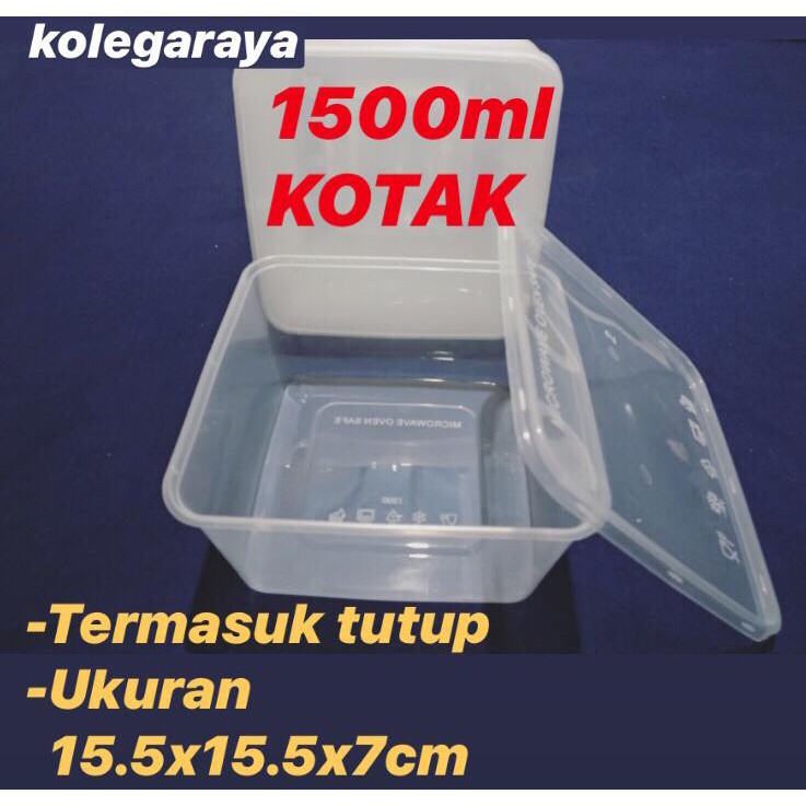 Thinwall Kotak OTK1500ML,Wadah Makanan Plastik FoodGrade ISI 15 PCS