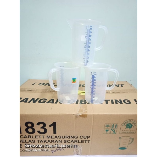 Gelas Ukur Plastik/Gelas Takaran  1 liter / 2 liter Green leaf.