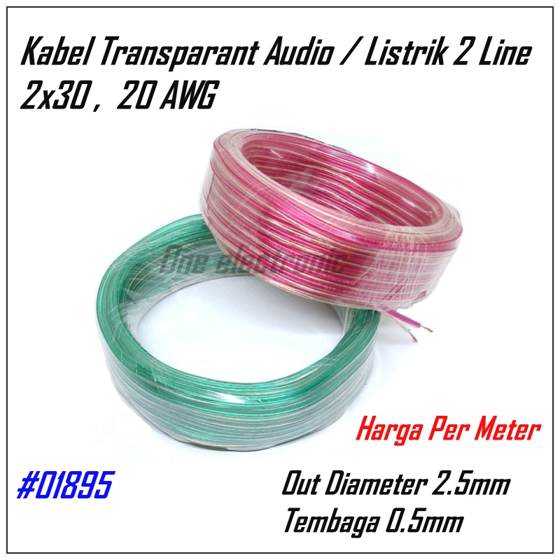 1 Meter kabel Speaker audio listrik 20AWG 2x30 Cable Serabut 0.5mm