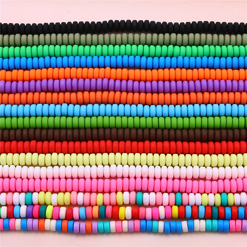 110pcs Manik-Manik Bulat Flat Polymer Clay 7x4mm 39cm / About Handmade Diy Untuk Membuat Perhiasan