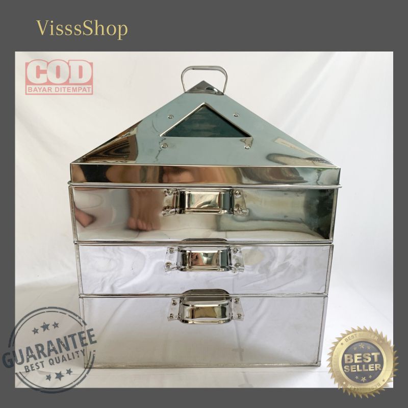 Klakat Dimsum Kukusan 35 Cm 3 Susun Stainless Kotak Panci Kukus