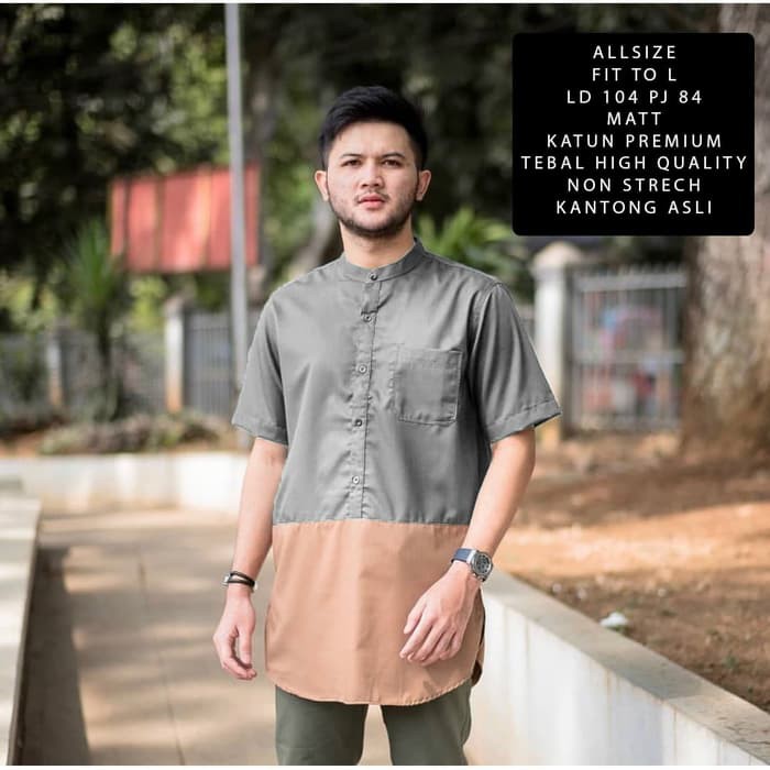  BAJU  KOKOH PRIA  MUSLIM GUS AZMI Koko Winter Grey NI Baju  