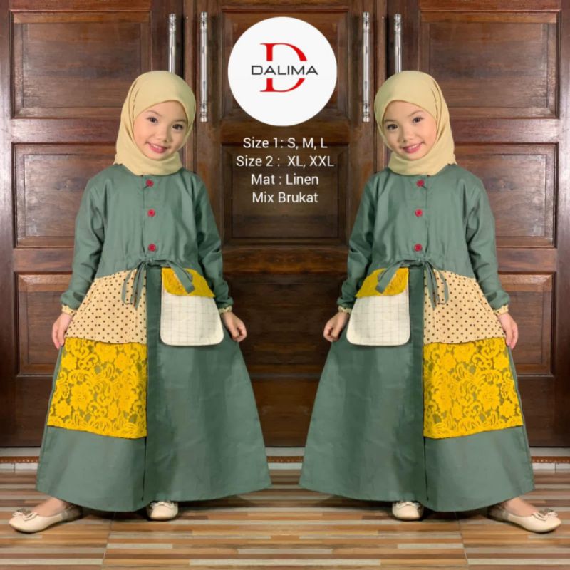 gamis anak dalima by semut/gamis anak/gamis branded