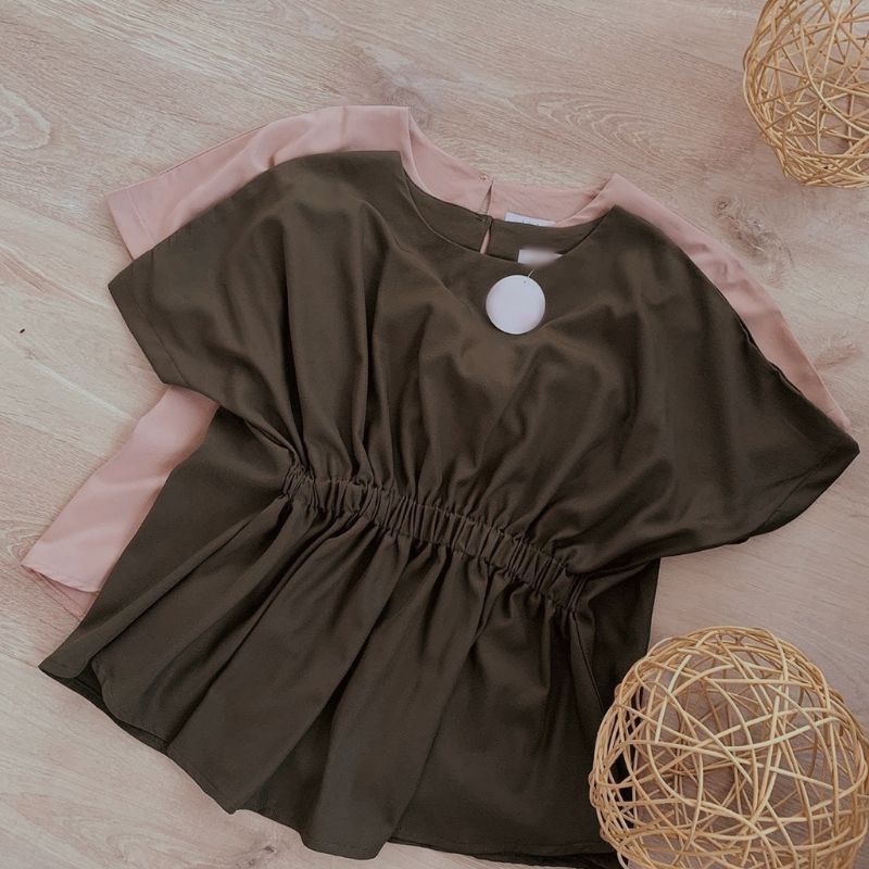 Shifa Top Crinkle Airplow Atasan Blouse Wanita / Baju Lengan Pendek Terbaru