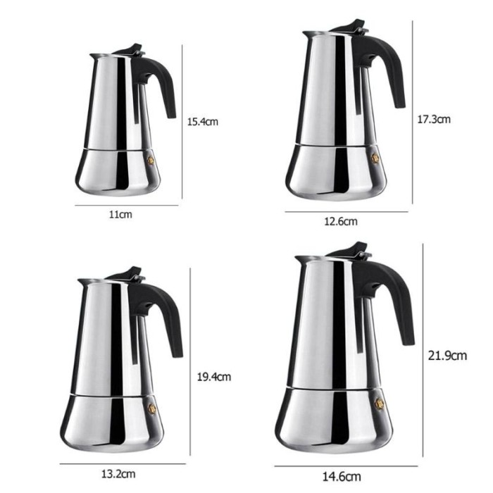 Espresso Coffee Maker OneTwoCups Moka Pot Teko Stovetop Filter 200ml