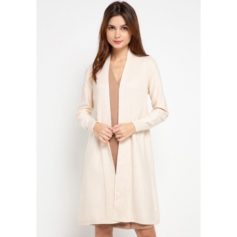 le'rosetz long cardi rajut coklat susu/ cream novel mice