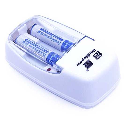 DOUBLEPOW Charger Baterai 2 slot AA/AAA with 2PCS AA 800mAh - DP-B01-Putih