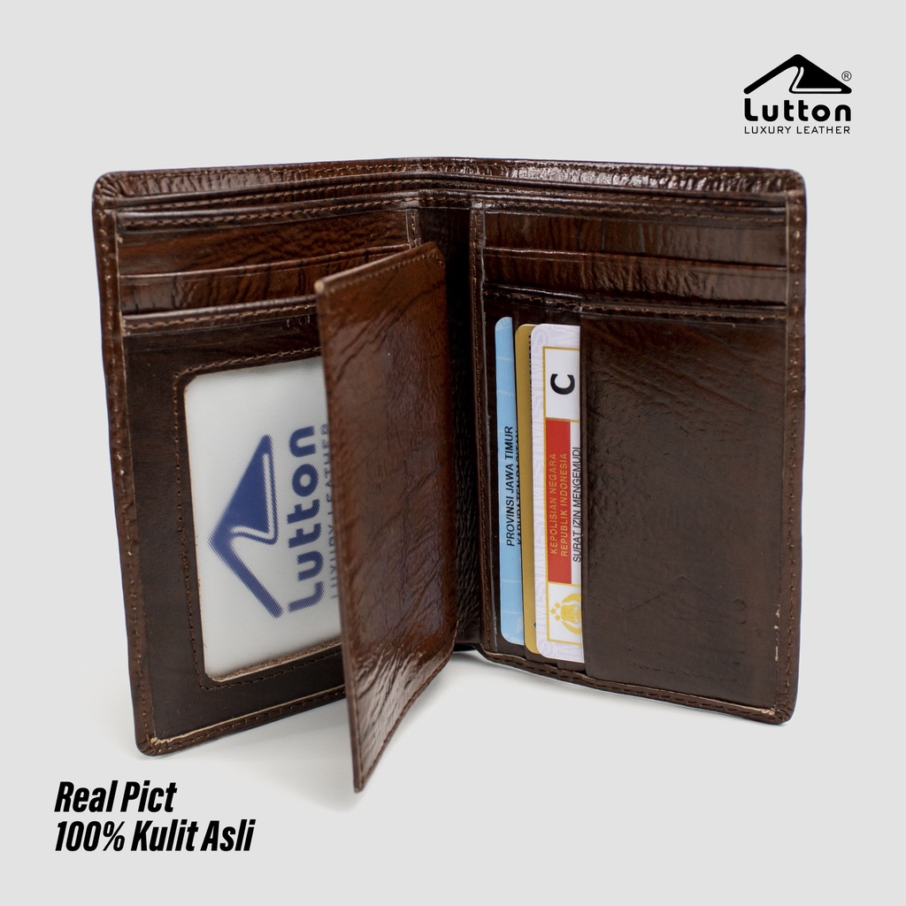 LUTTON - dompet kulit untuk pria - DOMPET KULIT SAPI ASLI 3/4 PULL UP &amp; KULIT KAYU