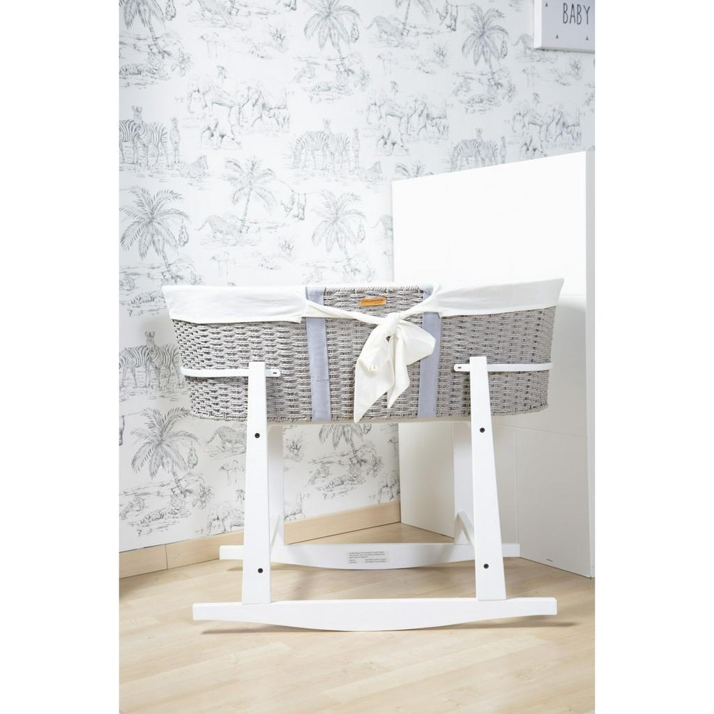 Childhome Moses Basket - Grey (Lining + Handles + Mattress)