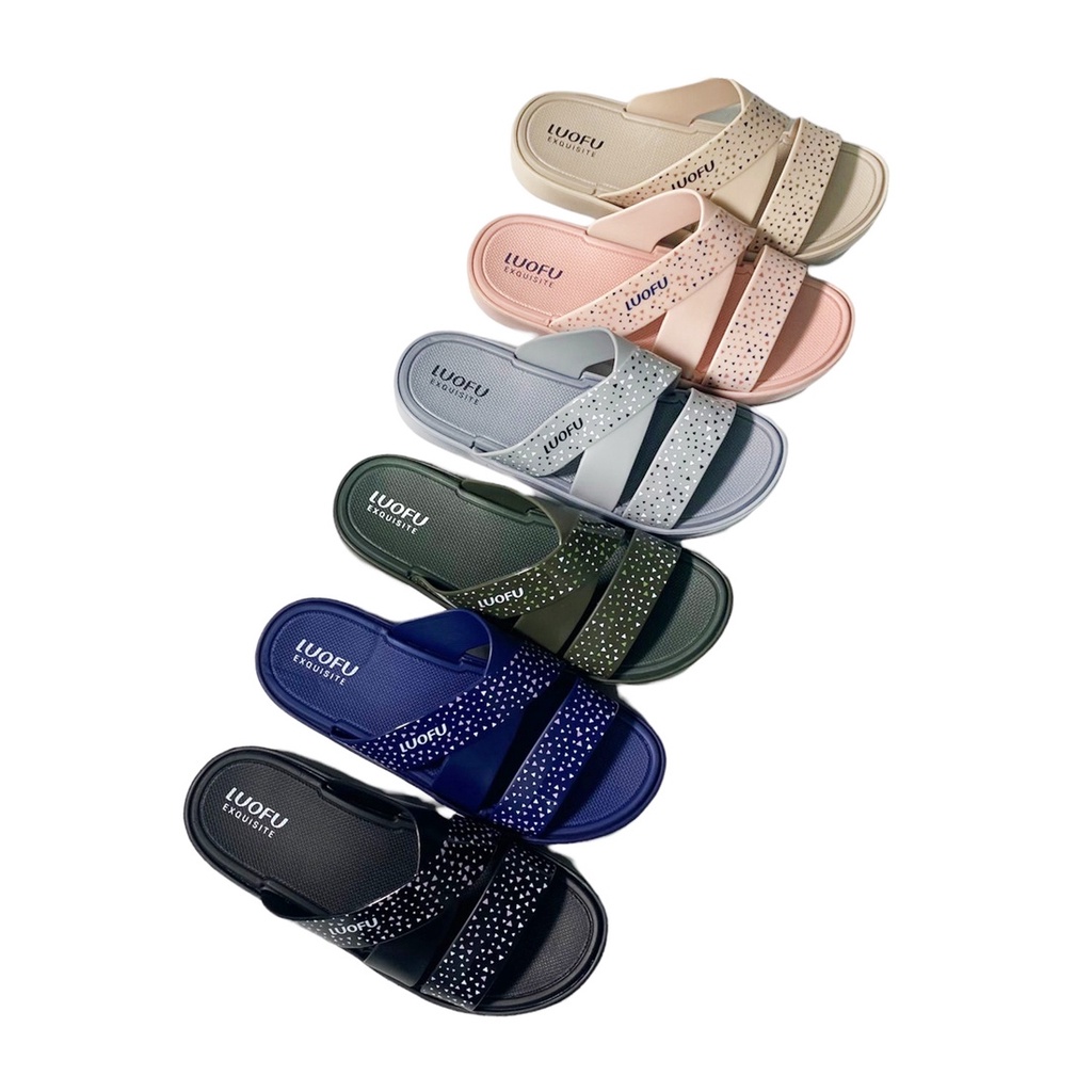 LUOFU Sendal Jelly Karet Eva Kokop SIlang Motif Segitiga E7185-E17  [e03]