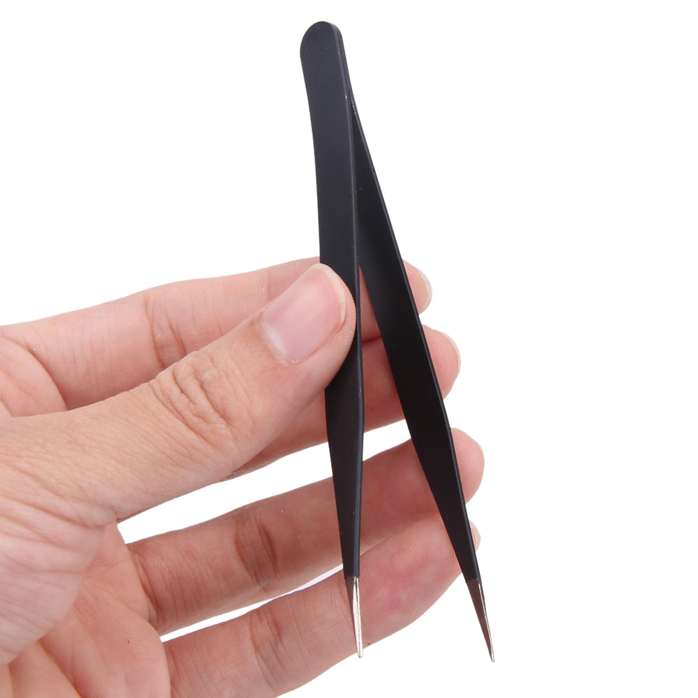 2Pcs Antistatic Manicure Tweezer Nipper Tools Straight Bent Heads Nail Rhinestones Sequins Picking