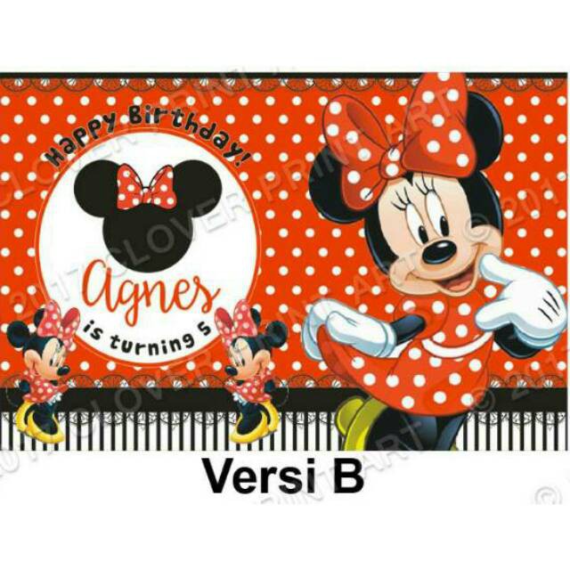 Spanduk Ulang Tahun Backdrop Banner Ulang Tahun Anak Minnie