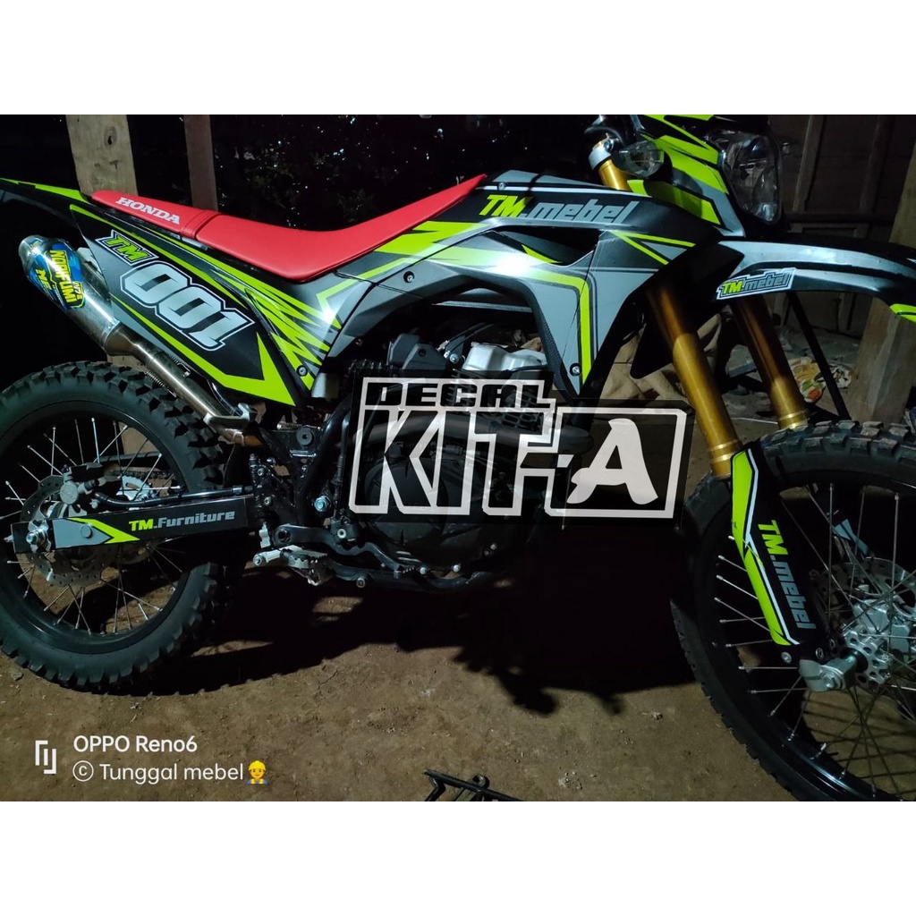 Stiker CRF 150L decal setiker CRF 150L stiker motor MOTIF HITAM HIJAU STABILO D-I2-704 I2-079