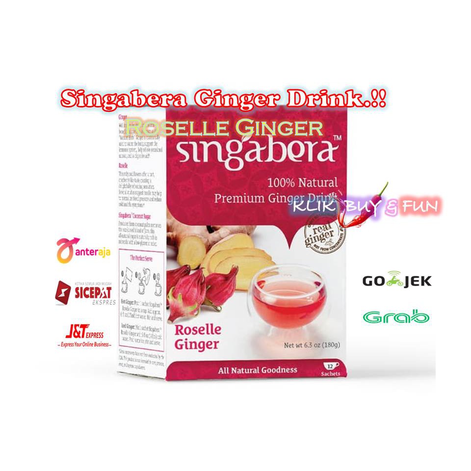 

Singabera Premium Ginger Drink - Roselle Ginger 12 Sachets