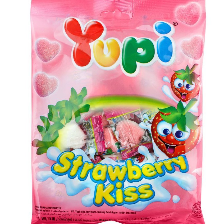 

Yupi Strawberry Kiss Permen Yupi Strawberry 120gr