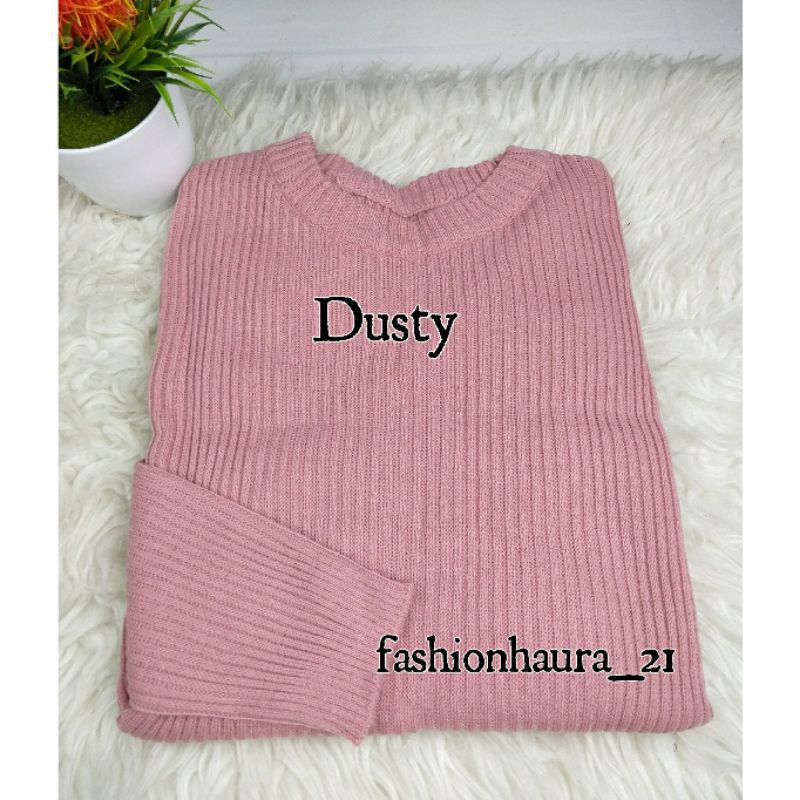 BEST SELLER BOXY ABG SWEATER RAJUT JUMBO WANITA OVERSIZE BAJU RAJUT POLOS HALUS ATASAN WANITA RAJUT PREMIUM-dusty
