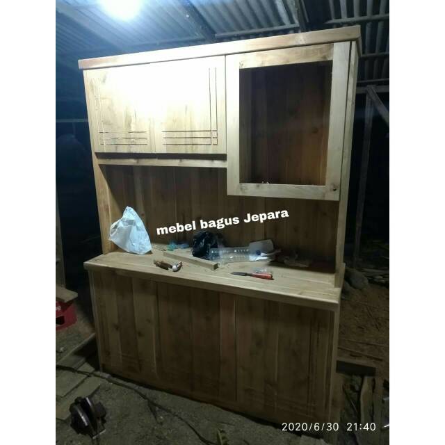 Lemari dapur kayu jati rak dapur kayu jati
