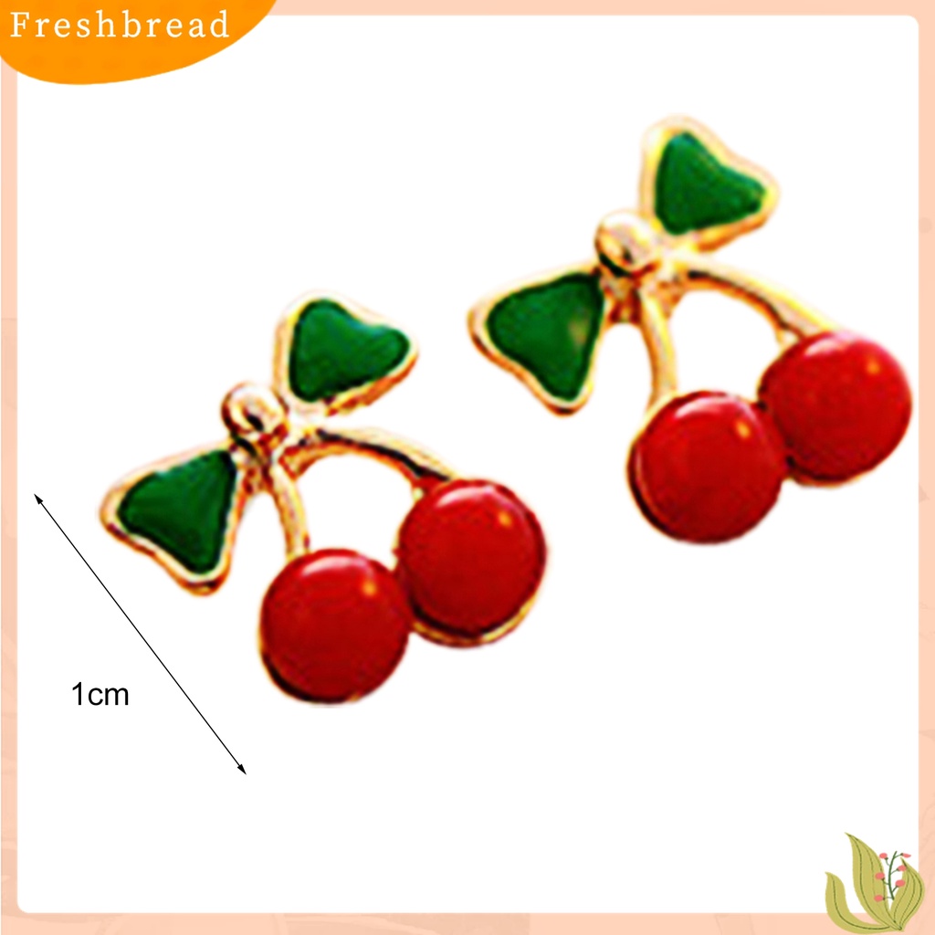 Terlaris 2Pcs Stud Ear Ring Colorful Decorative Golden Color Cherry Stud Earring for Dressing Room