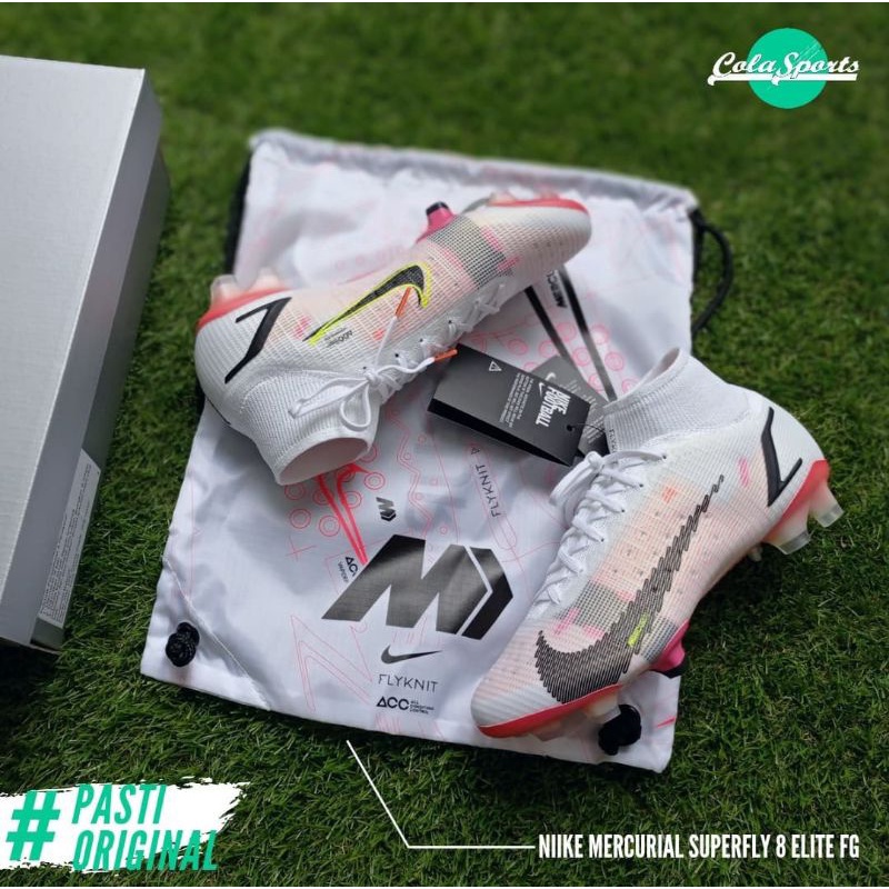 Nike Mercurial Superfly 8 Elite FG White Bright Crimson CV0958121 Rawdacious Pack Sepatu Bola Origin
