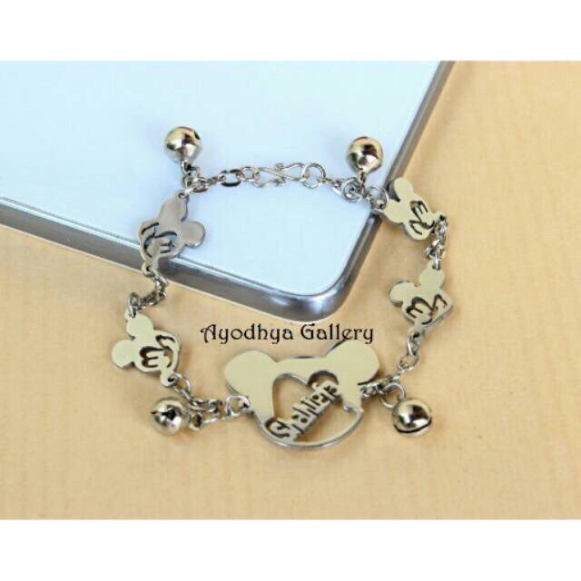 Gelang nama micky mouse / Karakter Gold / Silver Annisa Jewelry