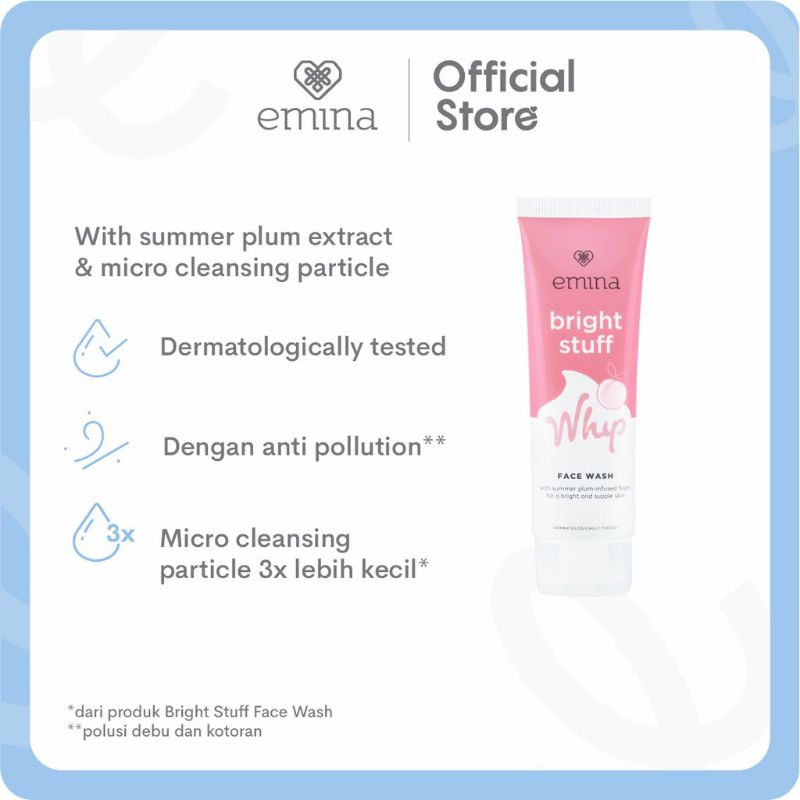 Emina Bright Stuff Whip Face Wash 50ml | Pembersih Wajah