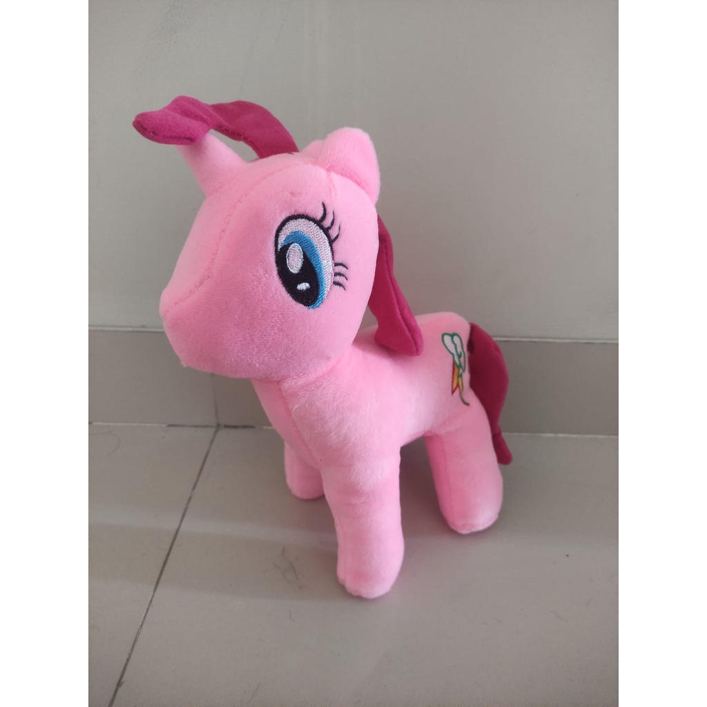 Boneka Kuda Poni Unicorn 30cm Warna Pink Bahan Velboa Isi Dacron Silicon