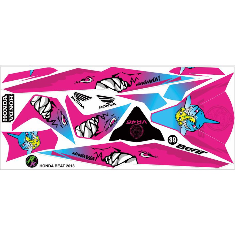 Striping Motor Beat Fi 2018 pink shark