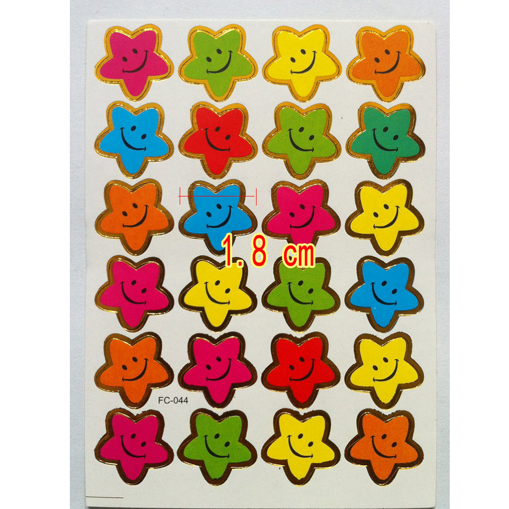 ELEGANT 10 Sheets Star Stickers Five-Pointed Smile Stars Decal Reward Sticker Mother Teacher Encouragement Stationery Sticker Gifts Children DIY Diary Praise Label