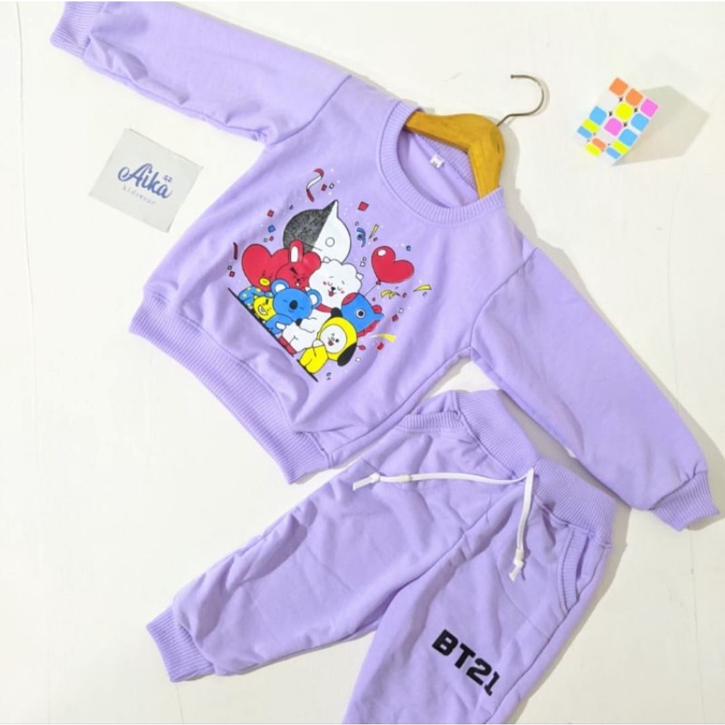 stelan switer anak bt21 usia 1-7 tahun