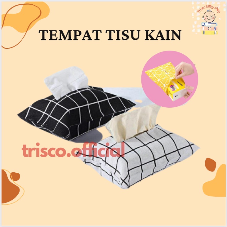 Tempat Tisu Kotak Tisu Kain Kanvas Cuci Ulang Besar